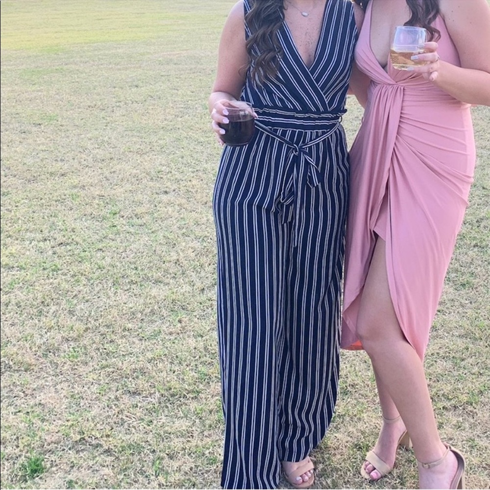 Navy and white jumpsuit